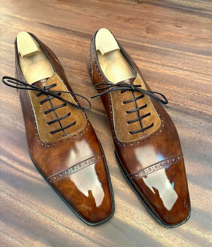 Bespoke Men's Genuine Leather and Surd Lace Up Cap-toe Oxford Dress Function Shoes