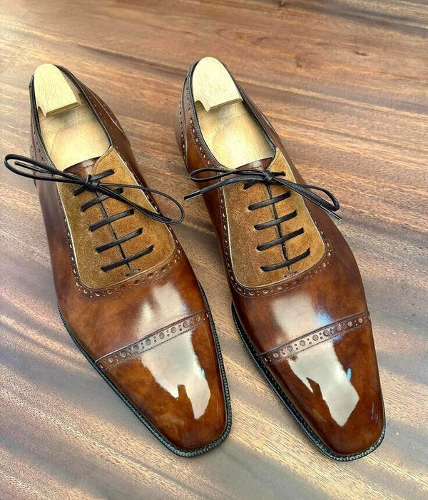 Bespoke Men's Genuine Leather and Surd Lace Up Cap-toe Oxford Dress Function Shoes