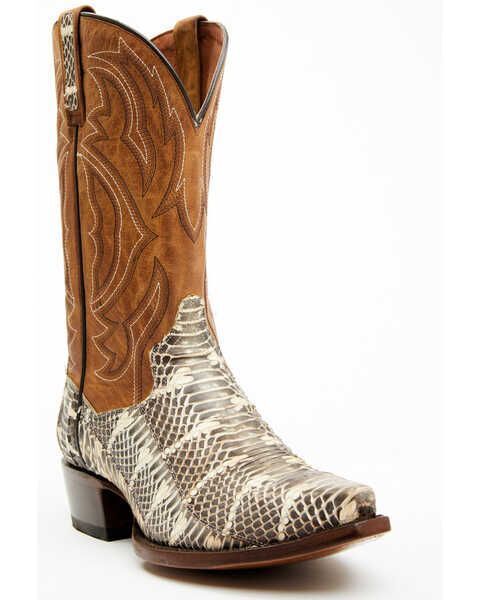 Cowboy Brown Snake Print Leather Western Boot Men Fashion Handmade Ankle Boots