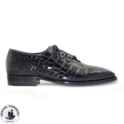 Custom made Black Alligator Print Leather Oxford Lace Up Men Shoes