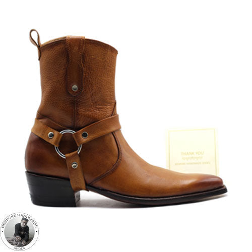 High Ankle Whole Cut Single Monk Strap Boot